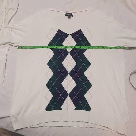 LOT OF 2 TOMMY HILFIGER LIGHTWEIGHT 100% PIMA COTTON ARGYLE SWEATERS EUC 2X XXL - Picture 11 of 14